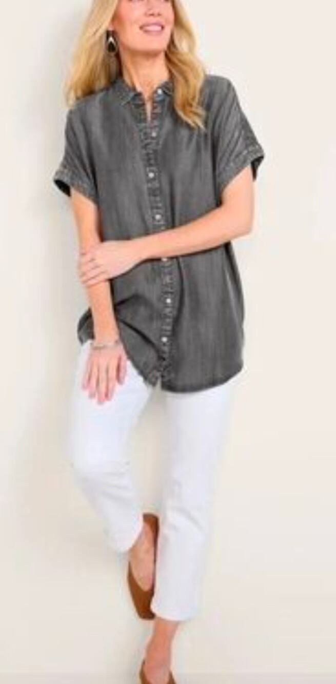 Soft Surroundings Grey Tencel Tunic Top NEW!